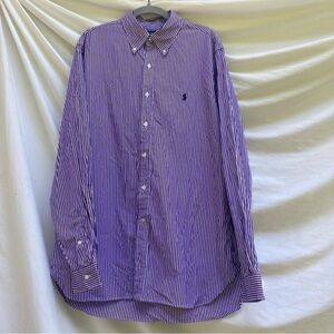 Ralph Lauren purple and white striped classic button down shirt, size 16 1/2(42)